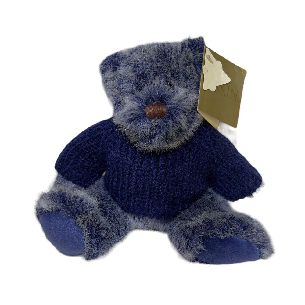 Dakin Bear Plush VTG 2000 Baby Patrice Blue Grey Stuffed Animal 10” Sweater